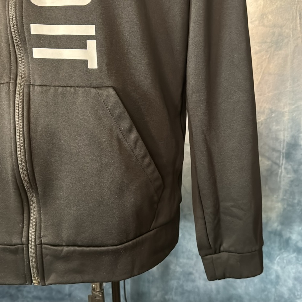 Nike Dri-Fit Hooded Men's Just Do It Full Zip Black Sweater Black Size Medium - Picture 3 of 8